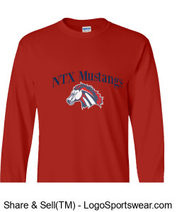 Red long sleeved NTX Mustangs shirt Design Zoom