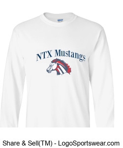 White long sleeved NTX Mustangs shirt Design Zoom